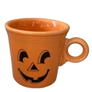 Vintage Fiesta Homer Laughlin Co. Halloween Happy Pumpkin Persimmon Ceramic Mug